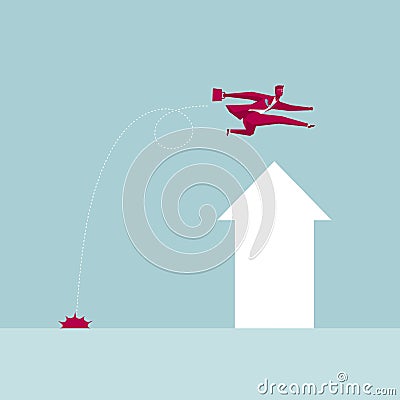 Business hurdler,Businessman crossing the arrow symbol Vector Illustration